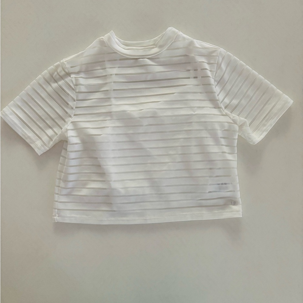 White Striped Mocked Neck Top
